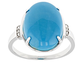 Blue Sleeping Beauty Turquoise Rhodium Over 14k White Gold Ring 0.01ctw