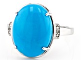 Blue Sleeping Beauty Turquoise Rhodium Over 14k White Gold Ring 0.01ctw