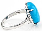 Blue Sleeping Beauty Turquoise Rhodium Over 14k White Gold Ring 0.01ctw