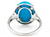 Blue Sleeping Beauty Turquoise Rhodium Over 14k White Gold Ring 0.01ctw