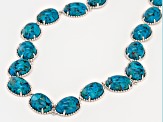 Blue Turquoise Rhodium Over Silver Necklace