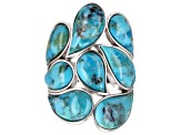 Blue Turquoise Rhodium Over Sterling Silver Ring