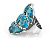 Blue Turquoise Rhodium Over Sterling Silver Ring