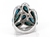 Blue Turquoise Rhodium Over Sterling Silver Ring