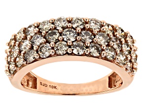 Champagne Diamond 10k Rose Gold Wide Band Ring 2.00ctw