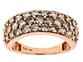 Champagne Diamond 10k Rose Gold Wide Band Ring 2.00ctw