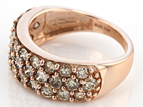 Champagne Diamond 10k Rose Gold Wide Band Ring 2.00ctw