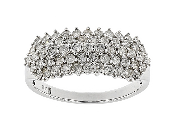 White Diamond 10k White Gold Wide Band Ring 1.00ctw