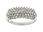 White Diamond 10k White Gold Wide Band Ring 1.00ctw