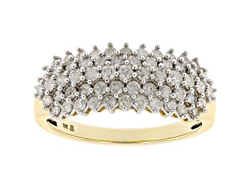Picture of White Diamond 10k Yellow Gold Wide Band Ring 1.00ctw