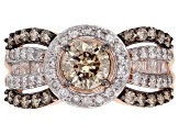 Champagne And White Diamond 10k Rose Gold Ring 1.95ctw