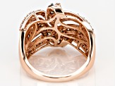 Champagne And White Diamond 10k Rose Gold Ring 1.50ctw
