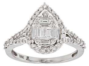 White Diamond 10k White Gold Cluster Ring 0.75ctw
