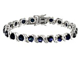 Blue Star Sapphire Rhodium Over Sterling Silver Bracelet 16.69ctw.