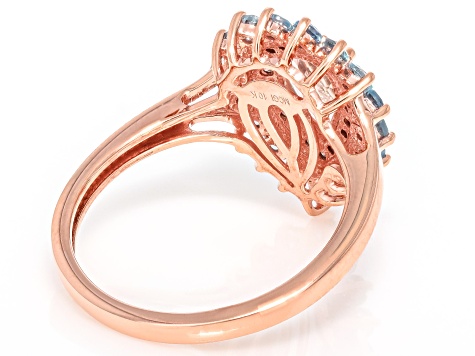 Peach Morganite With Santa Maria Aquamarine With White Diamond 10k