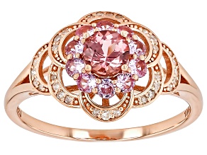 Pink Color Shift Garnet With Pink Sapphire And White Diamond 10k Rose Gold Ring 1.06ctw