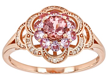 Picture of Pink Color Shift Garnet With Pink Sapphire And White Diamond 10k Rose Gold Ring 1.06ctw