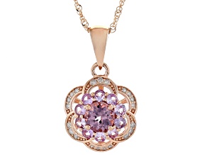 Pink Color Shift Garnet 10k Rose Gold Pendant  With Chain 1.03ctw