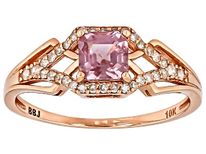 Color Shift Garnet With White Diamond 10k Rose Gold Ring 1.03ctw