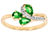 Tsavorite With White Diamond 10k Yellow Gold Ring 0.62ctw