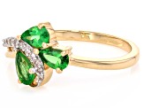 Tsavorite With White Diamond 10k Yellow Gold Ring 0.62ctw