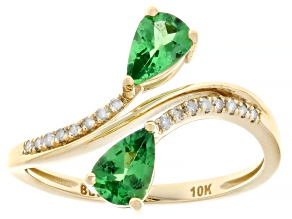 Tsavorite With Diamond 10k Yellow Gold Ring 0.83ctw