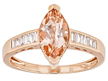 Picture of Morganite With Lab Grown Diamond 10k Rose Gold Ring 1.43ctw
