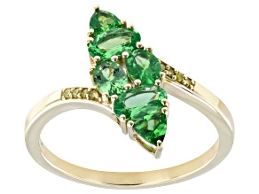 Tsavorite With Yellow Diamond 10k Yellow Gold Ring  1.01ctw