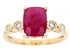 John Saul Ruby With Lab Grown White Diamond 10k Yellow Gold Ring 2.42ctw