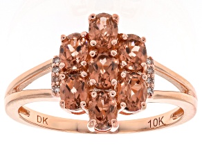 Color Shift Garnet With Champagne Diamond 10k Rose Gold Ring 1.52ctw