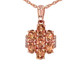 Color Shift Garnet With Champagne Diamond 10k Rose Gold Pendant With Chain 1.76ctw