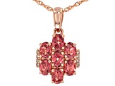 Color Shift Garnet With Champagne Diamond 10k Rose Gold Pendant With Chain 1.76ctw
