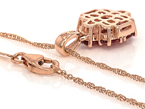 Color Shift Garnet With Champagne Diamond 10k Rose Gold Pendant