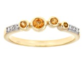 Spessartite Garnet With Lab Grown Diamond 10k Yellow Gold Ring 0.29ctw