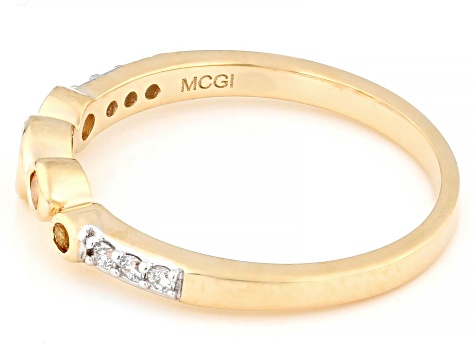 Spessartite Garnet With Lab Grown Diamond 10k Yellow Gold Ring 0.29ctw