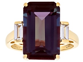 Lab Created Alexandrite With Lab Grown Diamond 10k Yellow Gold Ring 9.03ctw