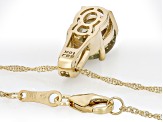 Green Turkish Diaspore With Yellow And White Diamond 10k Yellow Gold Pendant With Chain 2.46ctw