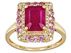 John Saul Ruby With Pink Sapphire With White Diamond 10k Yellow Gold Ring 3.14ctw
