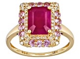 John Saul Ruby With Pink Sapphire With White Diamond 10k Yellow Gold Ring 3.14ctw