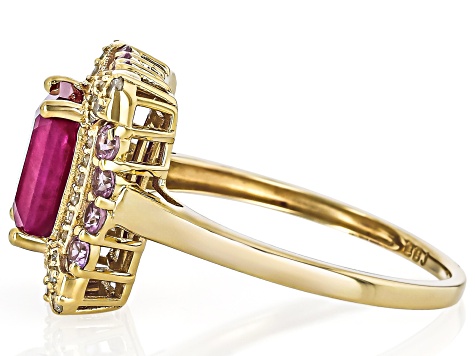 John Saul Ruby With Pink Sapphire With White Diamond 10k Yellow Gold Ring 3.14ctw