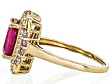 John Saul Ruby With Pink Sapphire With White Diamond 10k Yellow Gold Ring 3.14ctw