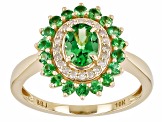 Tsavorite With White Diamond 10k Yellow Gold Ring 1.46ctw