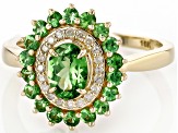 Tsavorite With White Diamond 10k Yellow Gold Ring 1.46ctw