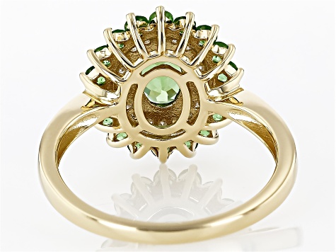 Tsavorite With White Diamond 10k Yellow Gold Ring 1.46ctw