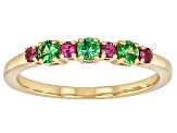Tsavorite With Grape Color Garnet 10k Yellow Gold Ring 0.56ctw