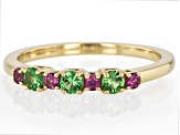 Tsavorite With Grape Color Garnet 10k Yellow Gold Ring 0.56ctw