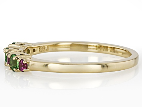 Tsavorite With Grape Color Garnet 10k Yellow Gold Ring 0.56ctw - CGD057