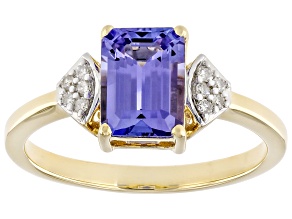 Tanzanite With White Diamond 10k Yellow Gold Ring 1.41ctw