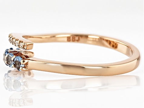 Blue Santa Maria Aquamarine With White Diamond 10k Rose Gold