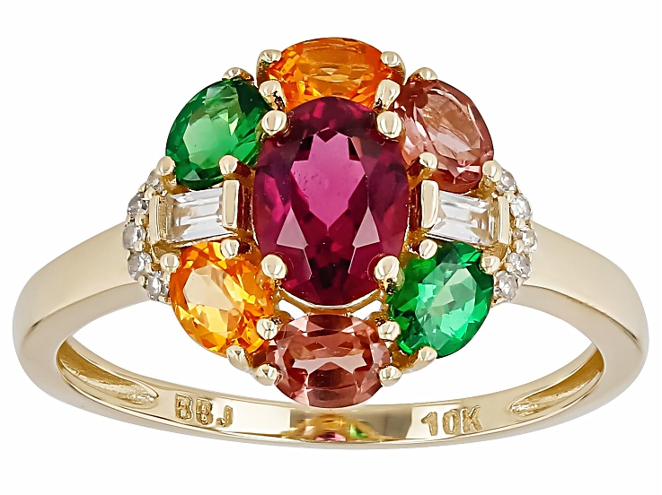 『TEN $RING 金銀 19』 Multi-Color Multi Gemstone 10k Yellow Gold Ring 2.11ctw - CGD071 | JTV